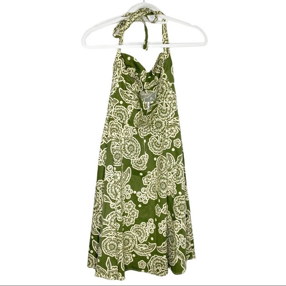 Windsor Sweetheart Green Floral Halter Spring Midi Flare Dress Size Small - Picture 6 of 7